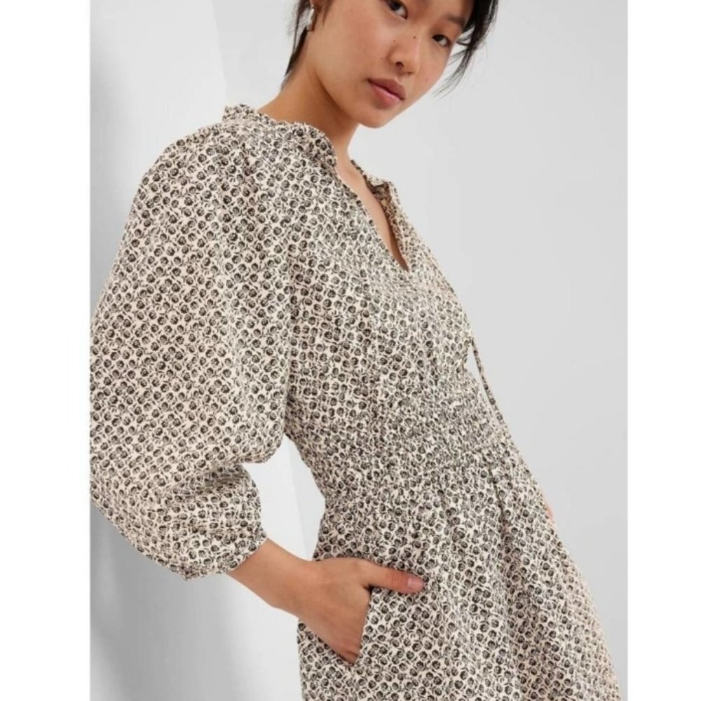 Gap Floral Smocked Waist Balloon Sleeve Mini Dress
